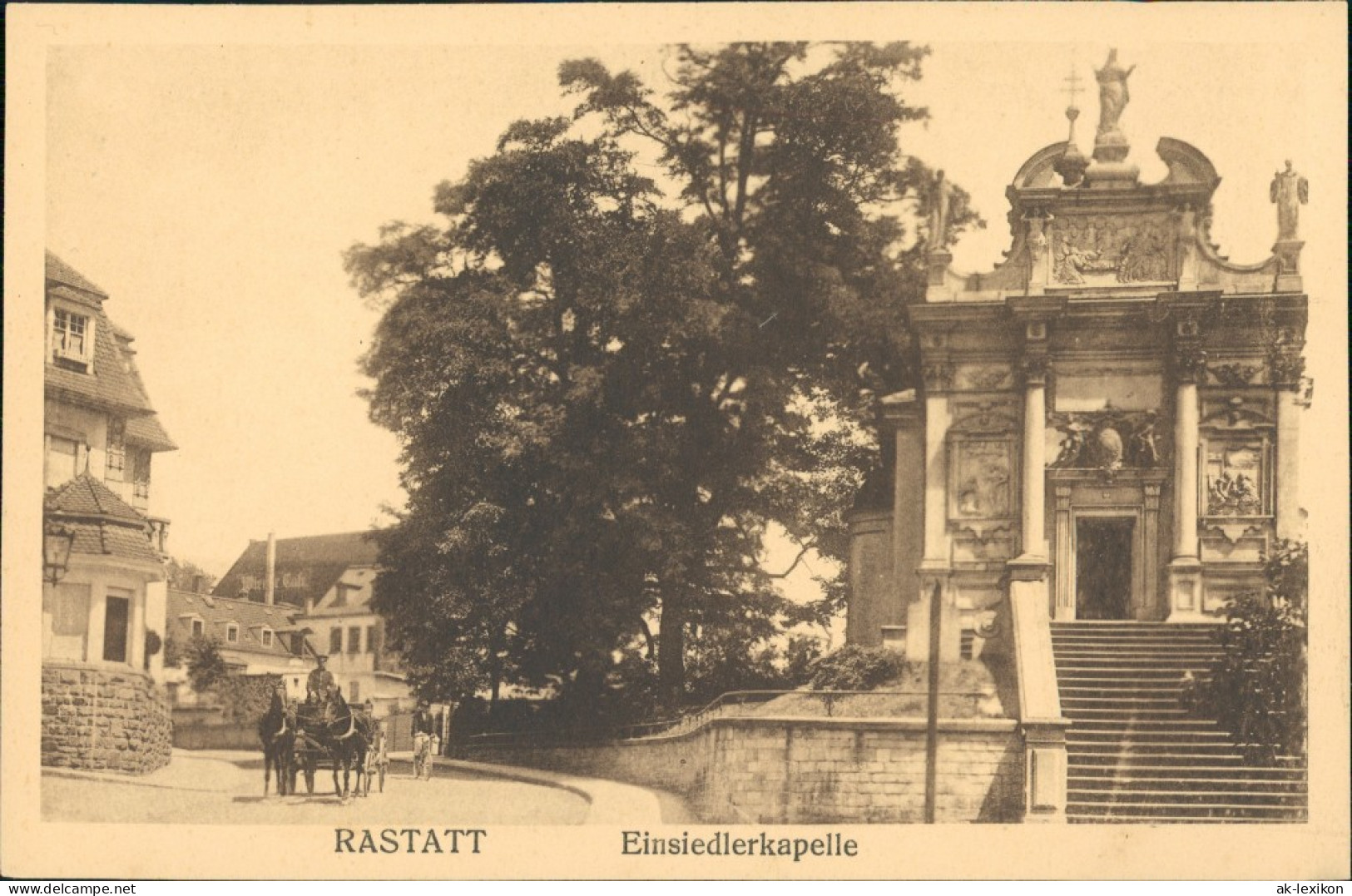 Ansichtskarte Rastatt Straße - Einsiedlerkapelle 1912 - Rastatt