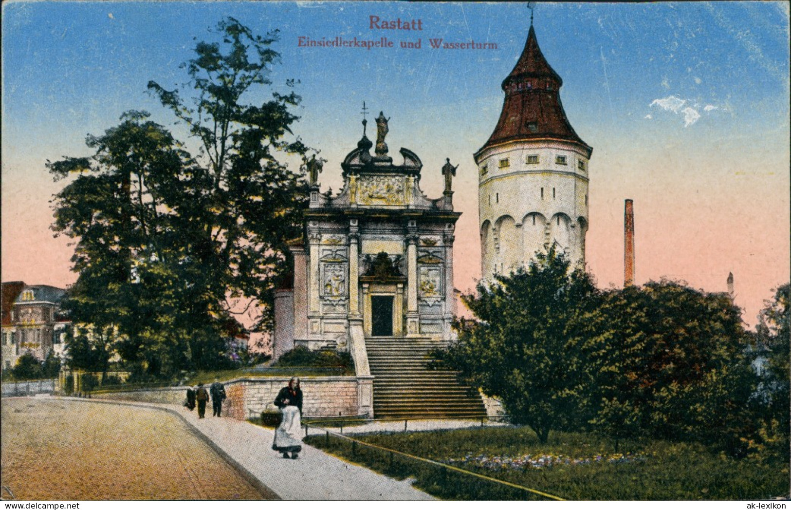 Ansichtskarte Rastatt Einsiedlerkapelle Und Wasserturm 1914 - Rastatt