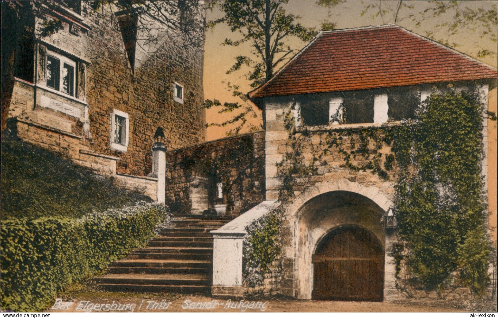 Ansichtskarte Elgersburg Schloss Elgersburg Aufgang Teilansicht 1910 - Elgersburg