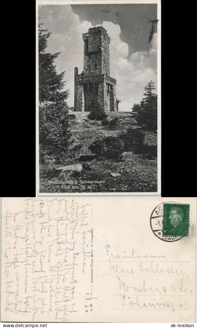 Ansichtskarte Achern Hornisgrinde (Berg) Turm 1930 - Achern