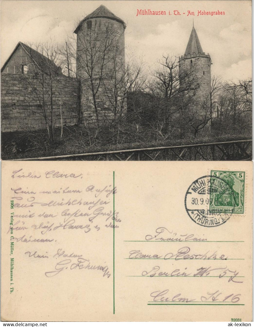 Mühlhausen (Thüringen) Stadtteilansicht Türme Am Hohengraben 1909/1908 - Muehlhausen