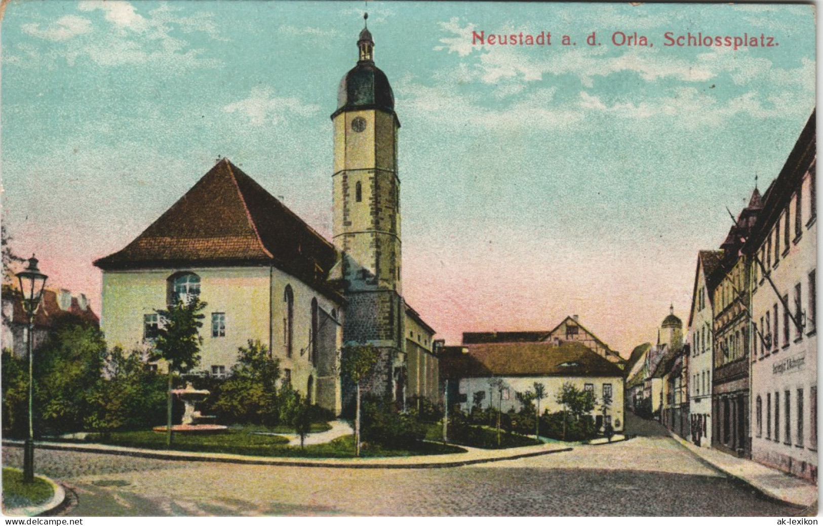 Ansichtskarte Neustadt (Orla) Schloßplatz - Gasthaus 1911 - Neustadt / Orla