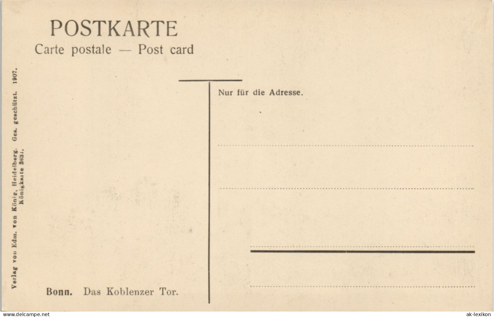 Ansichtskarte Bonn Koblenzertor Strassen Ansicht Koblenzer Tor 1907 - Bonn