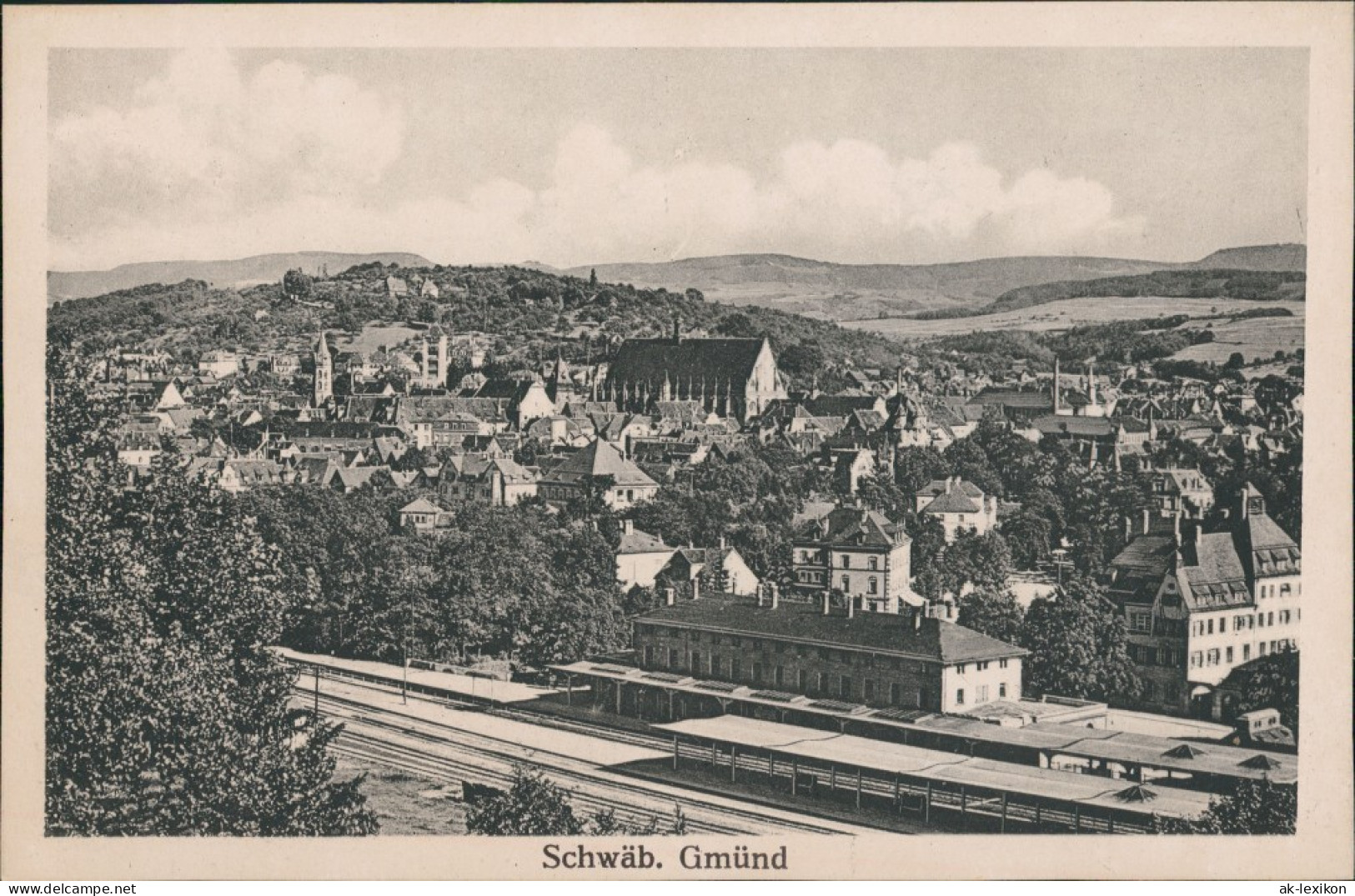 Ansichtskarte Schwäbisch Gmünd Bahnhof Und Stadt Panorama 1910 - Schwaebisch Gmünd