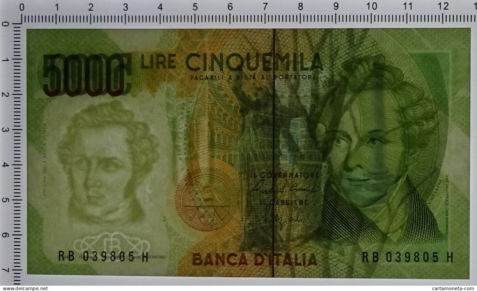 5000 LIRE BANCA D'ITALIA VINCENZO BELLINI LETTERA B 12/01/1988 FDS - Autres & Non Classés