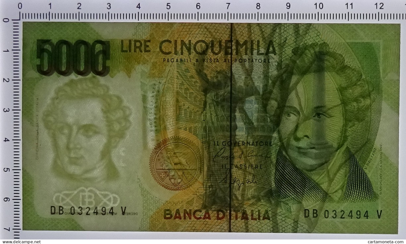 5000 LIRE BANCA D'ITALIA VINCENZO BELLINI LETTERA B 12/01/1988 FDS - Autres & Non Classés