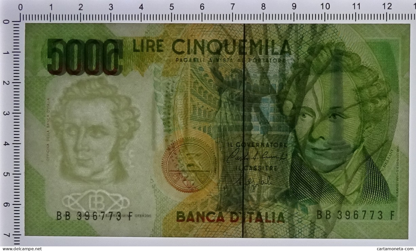 5000 LIRE BANCA D'ITALIA VINCENZO BELLINI LETTERA B 12/01/1988 FDS-/FDS - Altri & Non Classificati