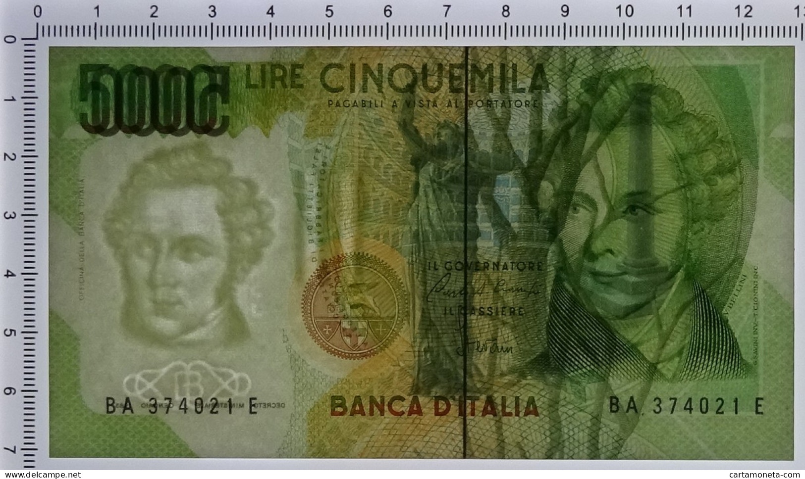 5000 LIRE BANCA D'ITALIA VINCENZO BELLINI LETTERA A 31/01/1985 FDS-/FDS - Autres & Non Classés