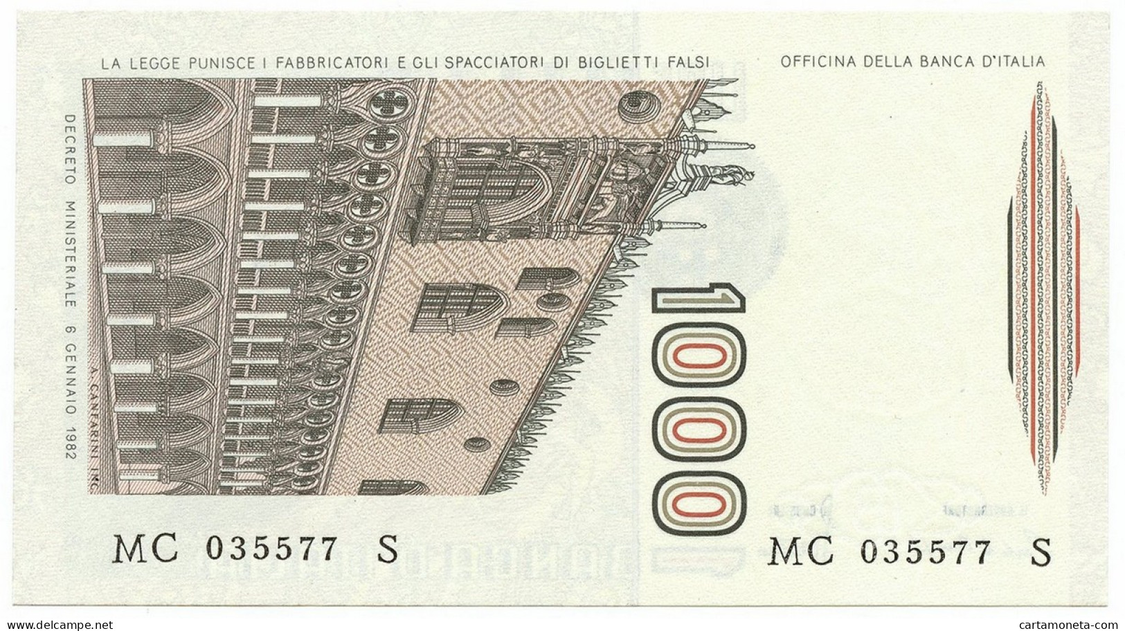 1000 LIRE MARCO POLO LETTERA C 14/03/1984 FDS - Other & Unclassified