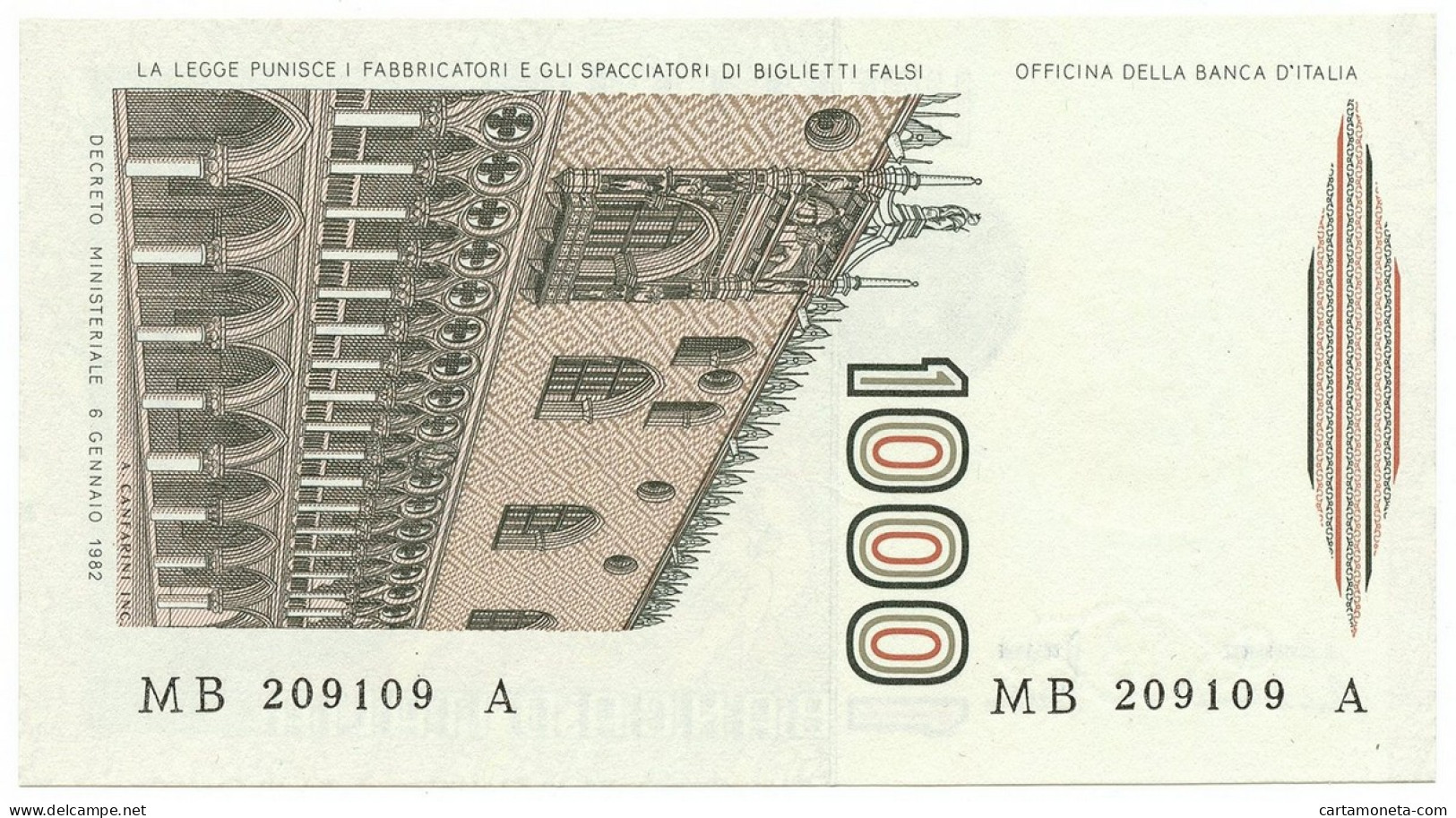 1000 LIRE MARCO POLO LETTERA B 02/05/1983 FDS - Autres & Non Classés