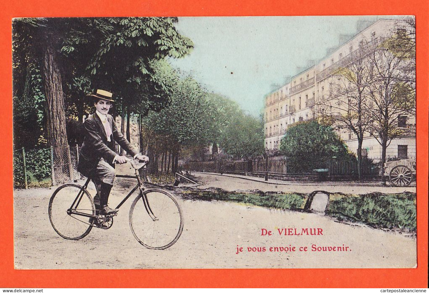 17708 / Rare De VIELMUR Tarn Je Vous Envoie Ce SOUVENIR CYCLISTE Vélo Bicyclette 1910s à Anna RIVALS Perigueux - Vielmur Sur Agout