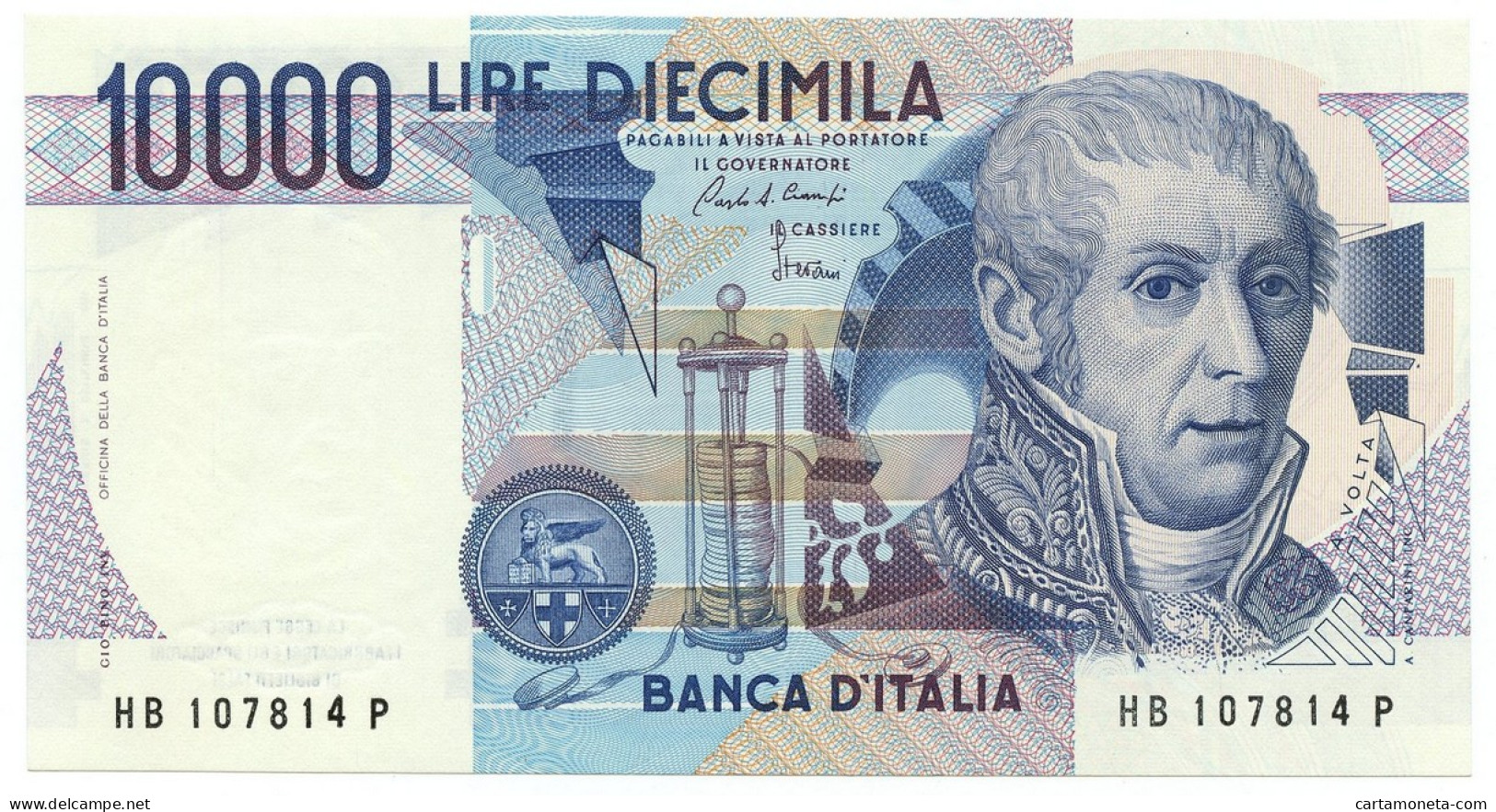 10000 LIRE BANCA D'ITALIA ALESSANDRO VOLTA LETTERA B 28/10/1985 FDS-/FDS - Sonstige & Ohne Zuordnung