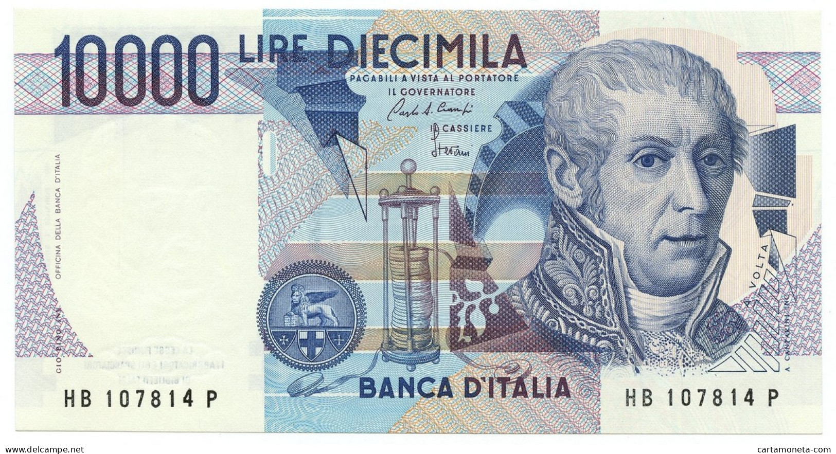 10000 LIRE BANCA D'ITALIA ALESSANDRO VOLTA LETTERA B 28/10/1985 FDS-/FDS - Autres & Non Classés