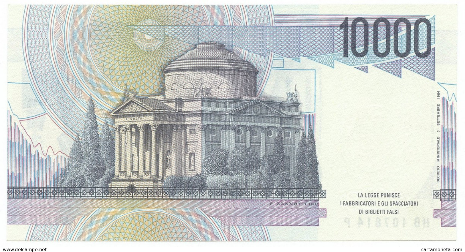 10000 LIRE BANCA D'ITALIA ALESSANDRO VOLTA LETTERA B 28/10/1985 FDS-/FDS - Sonstige & Ohne Zuordnung