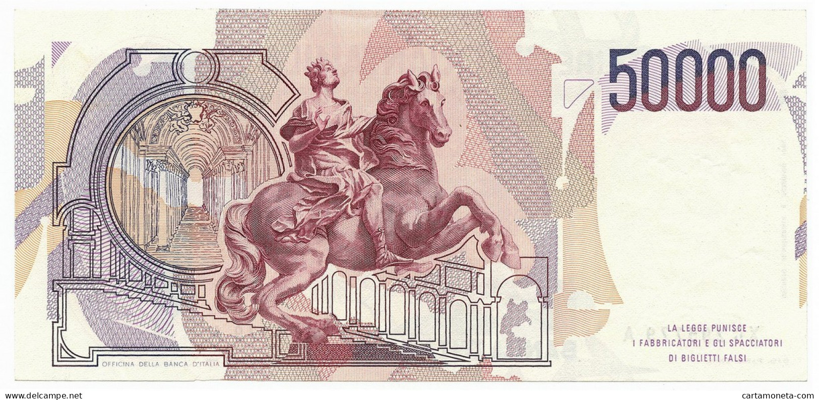 50000 LIRE GIAN LORENZO BERNINI I TIPO SERIE SOSTITUTIVA XC 21/01/1991 SUP- - Sonstige & Ohne Zuordnung