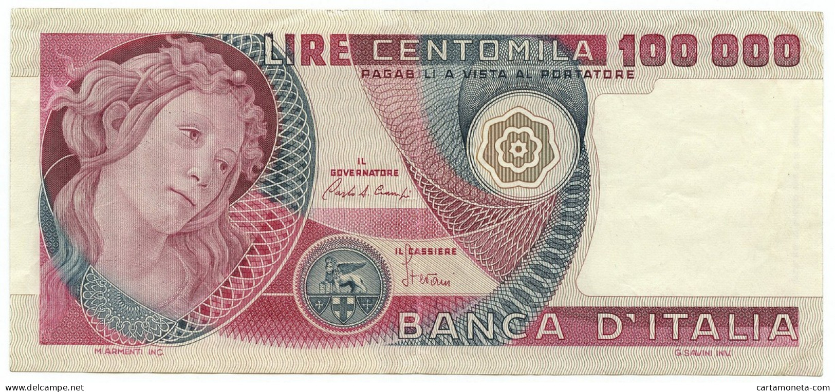 100000 LIRE BANCA D'ITALIA PRIMAVERA DI BOTTICELLI 10/05/1982 QSPL - Autres & Non Classés