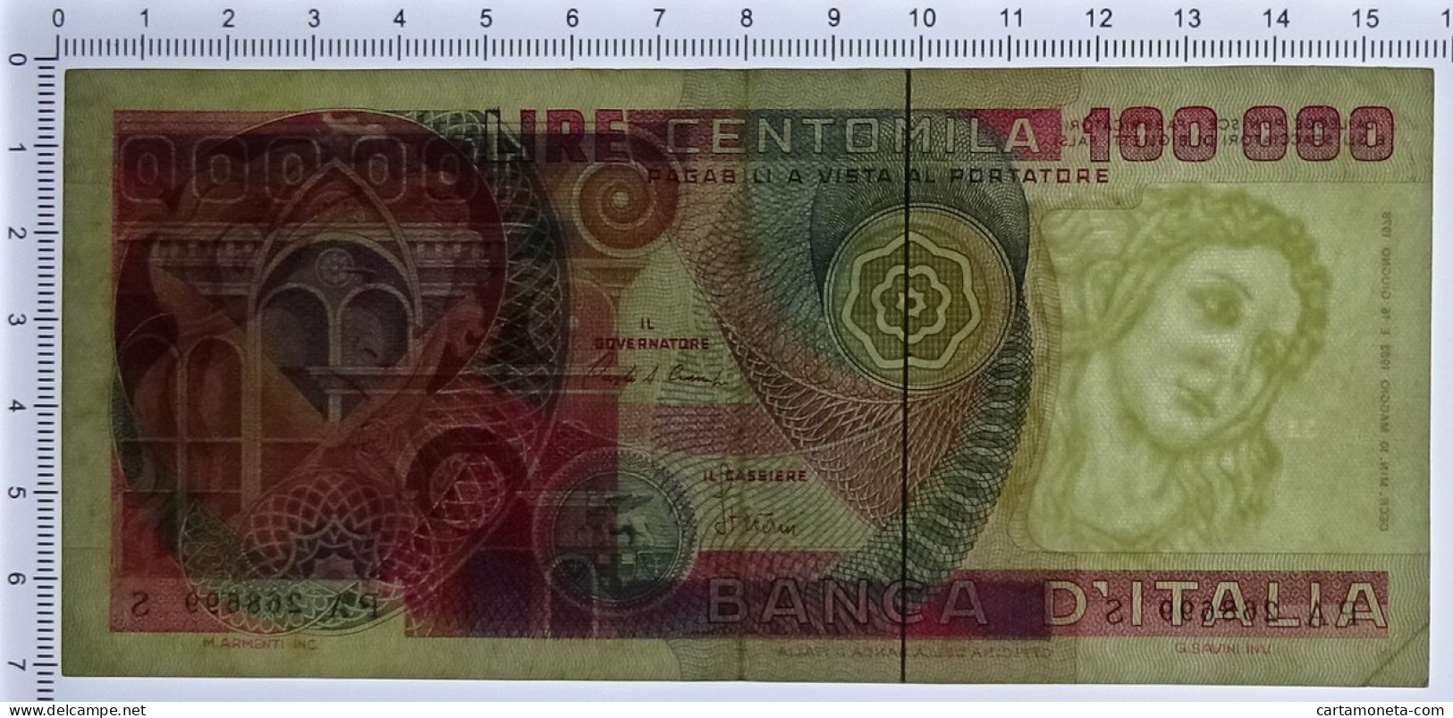 100000 LIRE BANCA D'ITALIA PRIMAVERA DI BOTTICELLI 10/05/1982 QSPL - Autres & Non Classés