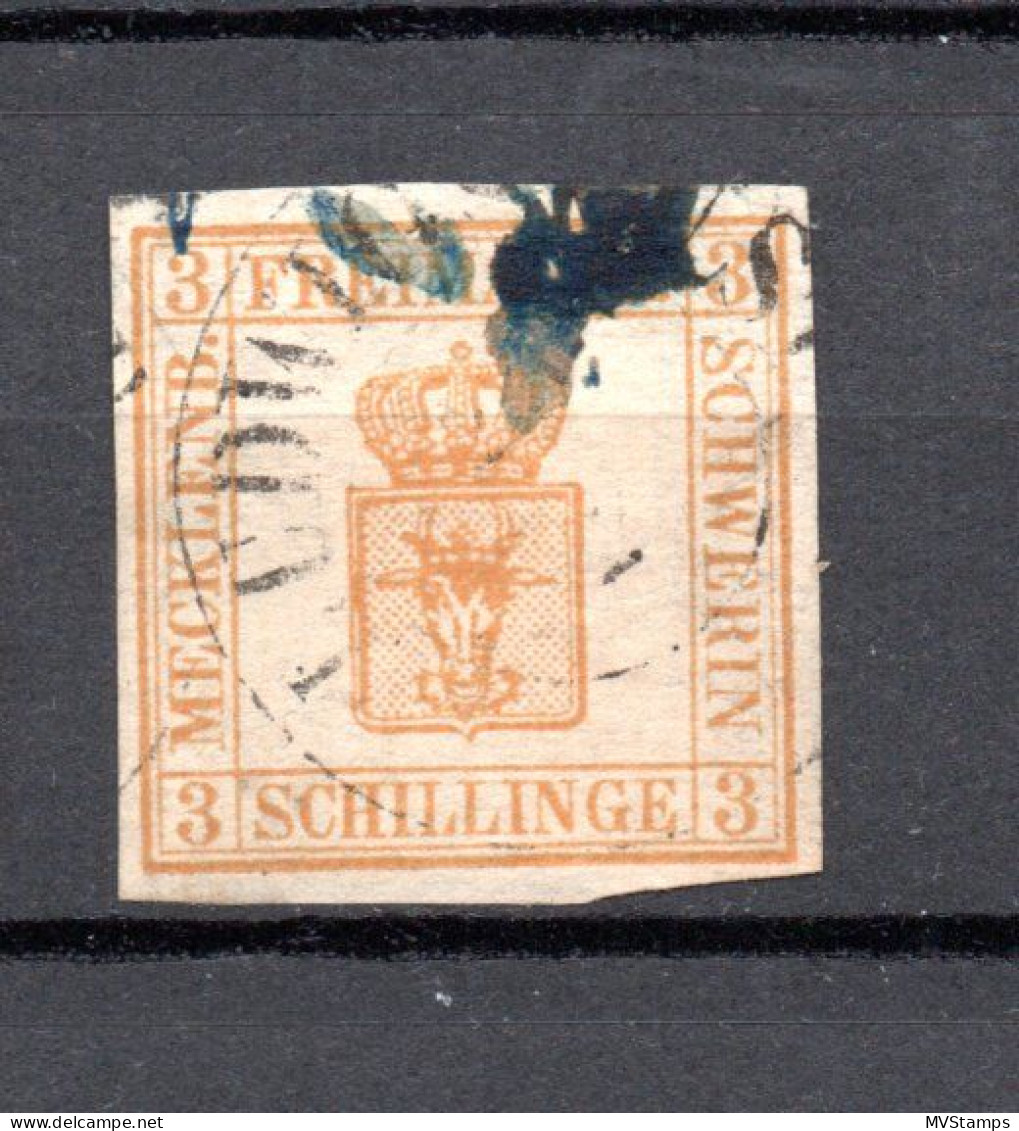 Mecklenburg-Schwerin 1864 Freimarke 7 Wappen (helle Stelle) Gebraucht Ludwigslust - Mecklenburg-Schwerin