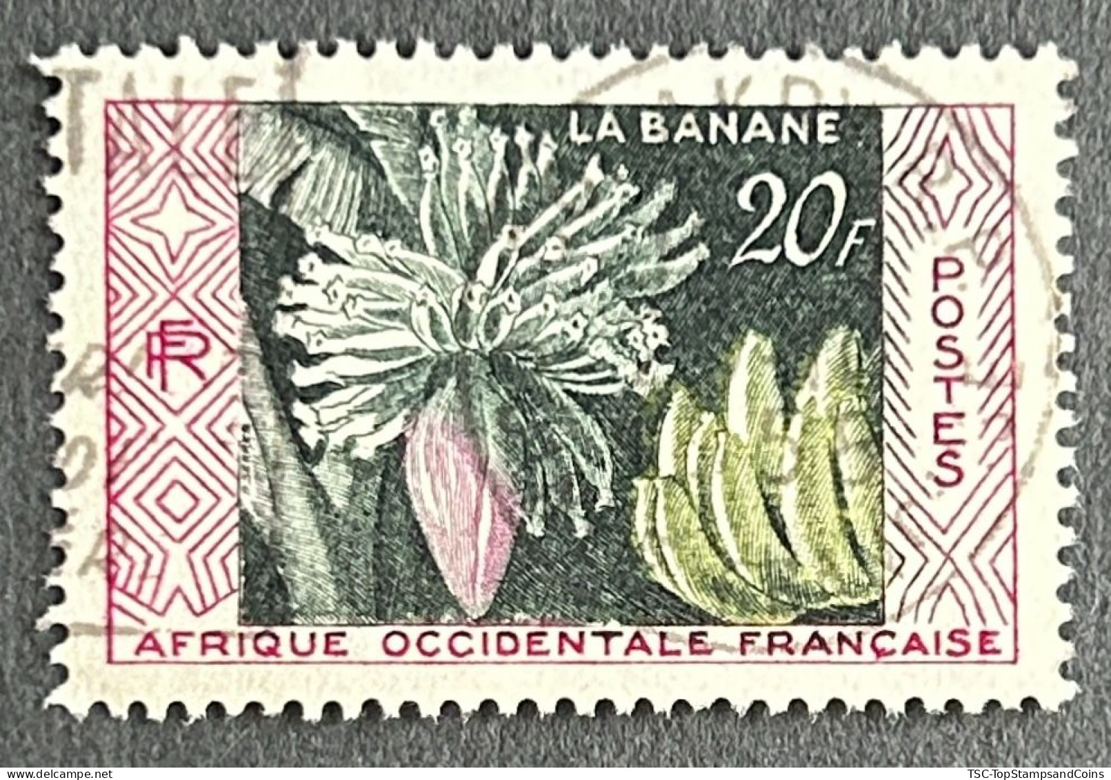 FRAWA0067U1 - Native Products - Banana Production - 20 F Used Stamp - AOF - 1958 - Used Stamps