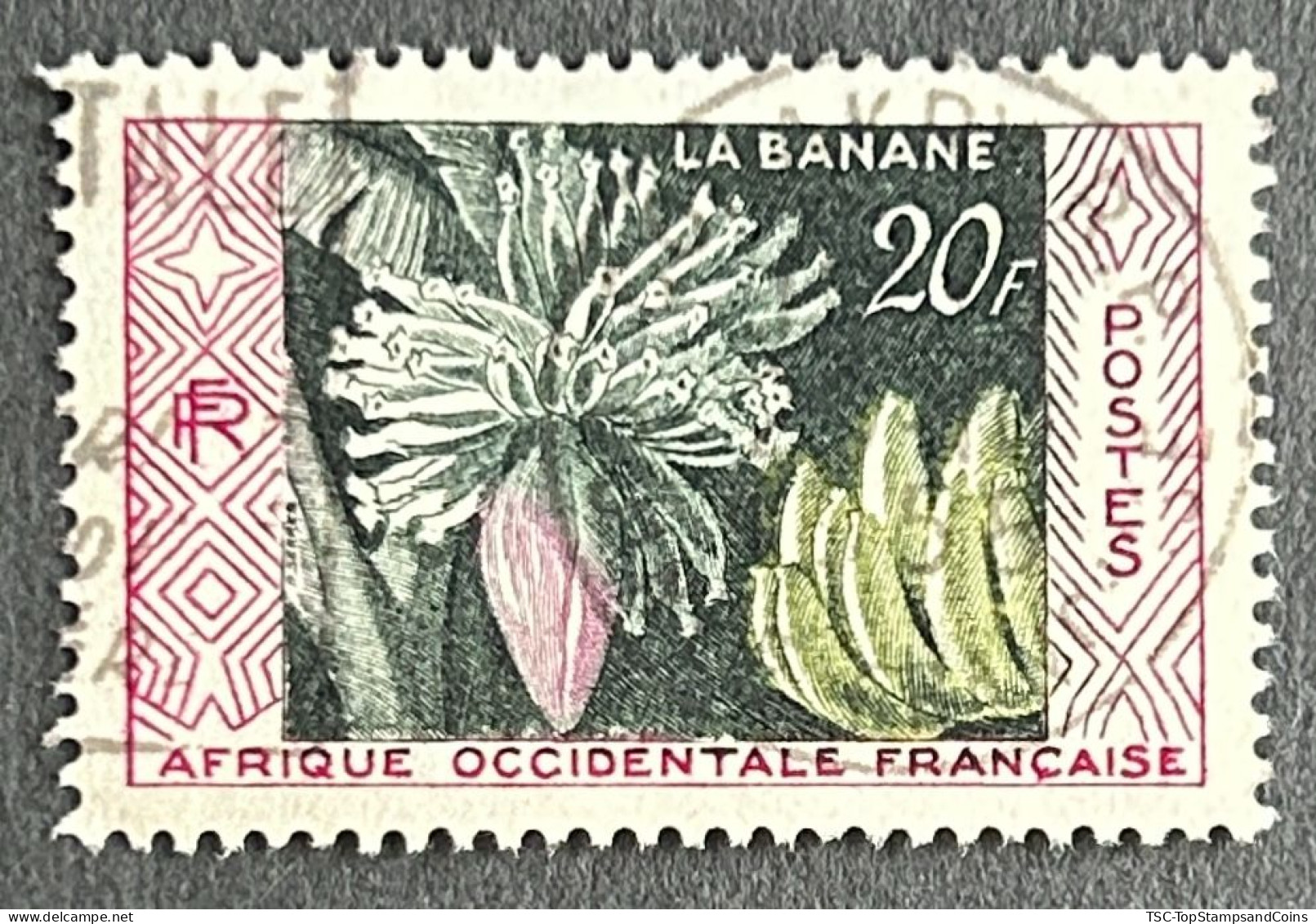 FRAWA0067U1 - Native Products - Banana Production - 20 F Used Stamp - AOF - 1958 - Gebraucht