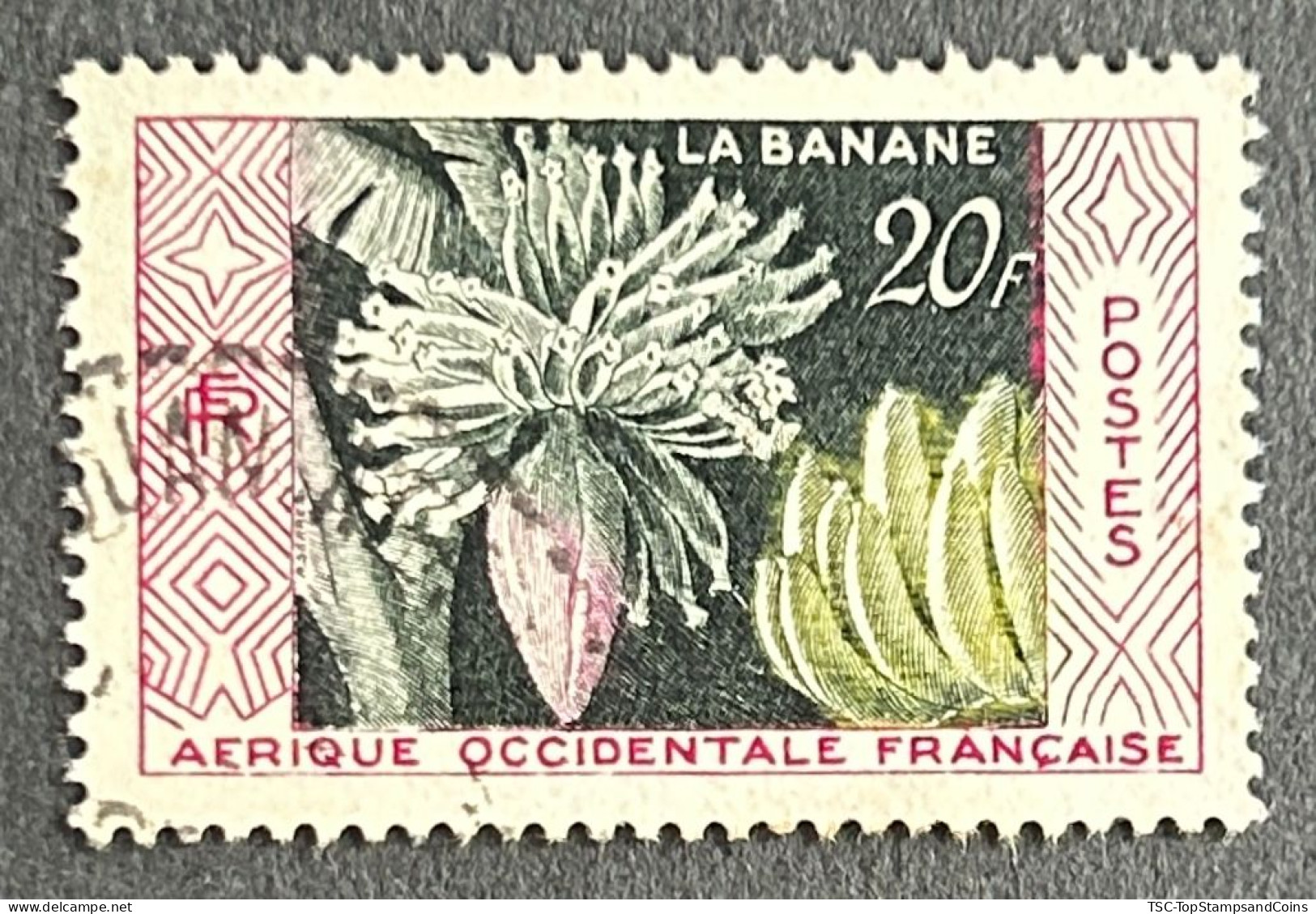 FRAWA0067U4 - Native Products - Banana Production - 20 F Used Stamp - AOF - 1958 - Gebraucht