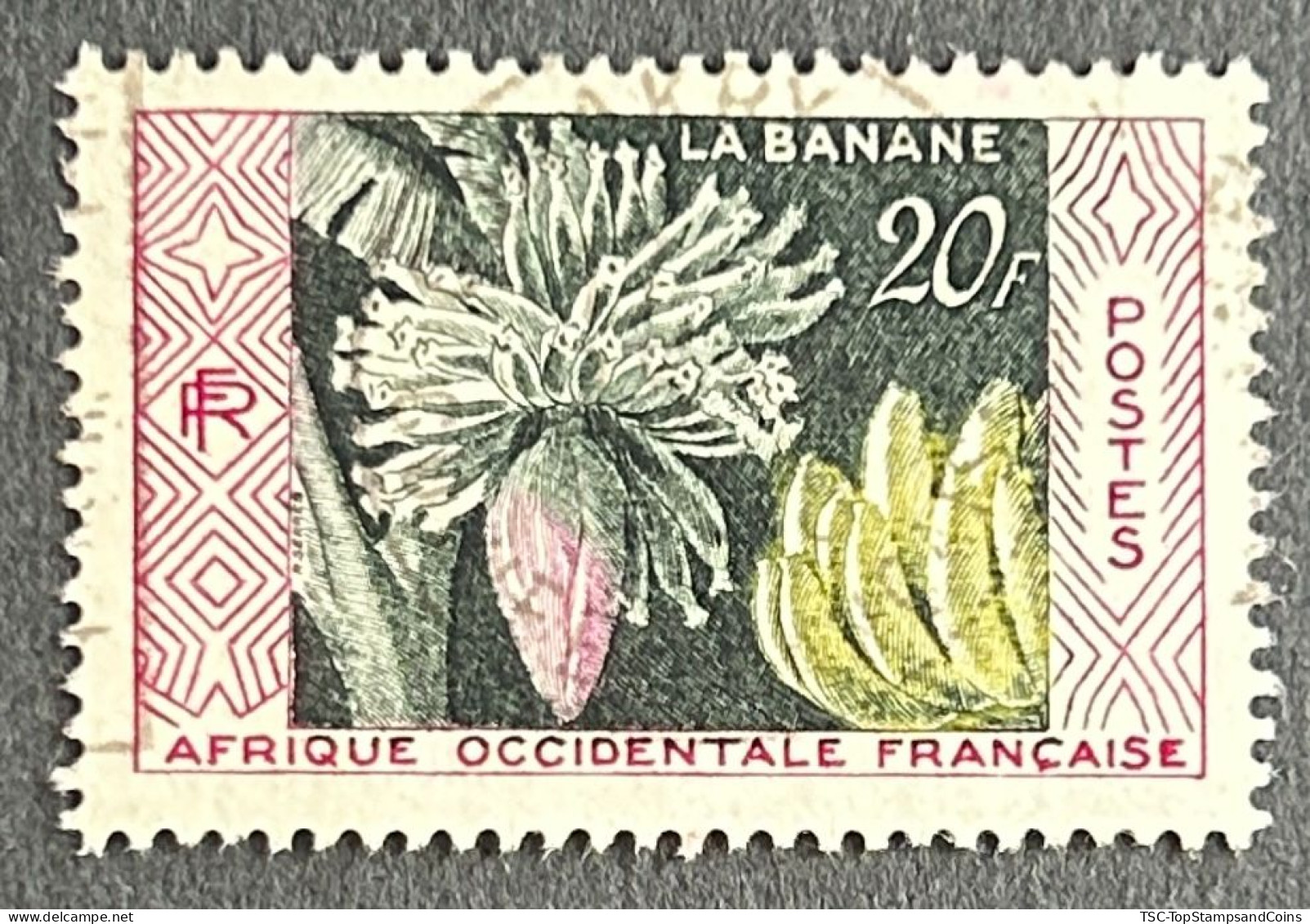 FRAWA0067U6 - Native Products - Banana Production - 20 F Used Stamp - AOF - 1958 - Gebruikt