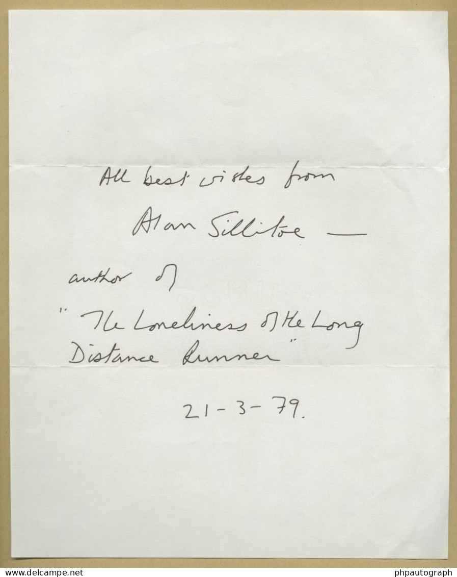 Alan Sillitoe (1928-2010) - English Writer - Rare Autograph Letter Signed + Photo - 1979 - Schrijvers