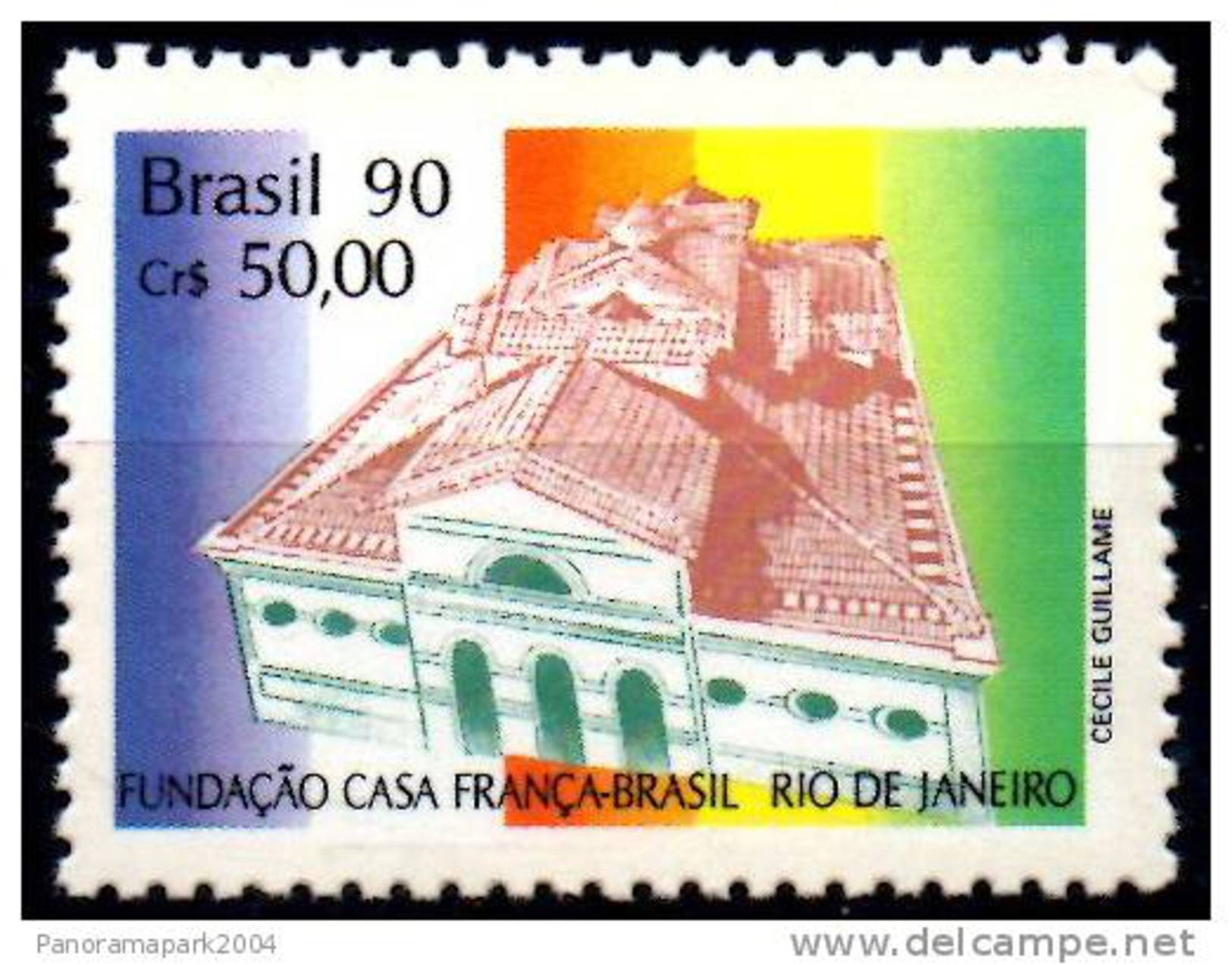 Emission Commune France Brésil 1990 La Maison France Brésil à Rio Yvert N°1973 Cote 6 Euro - Gemeinschaftsausgaben
