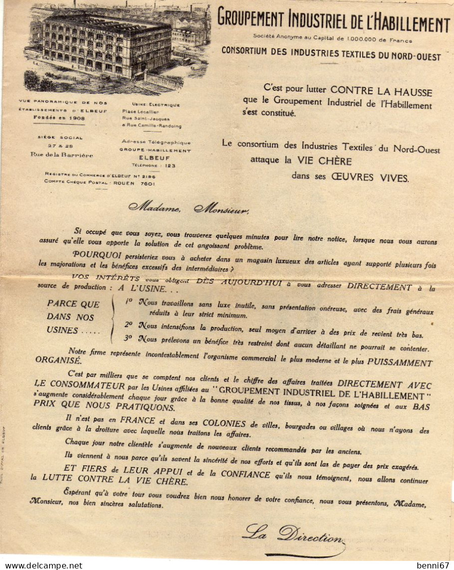 BEAU  DOCUMENT SUR TEXTILE ET HABILLEMENT 1924 (sur 4 Scans) TB A VOIR - 1900-1940