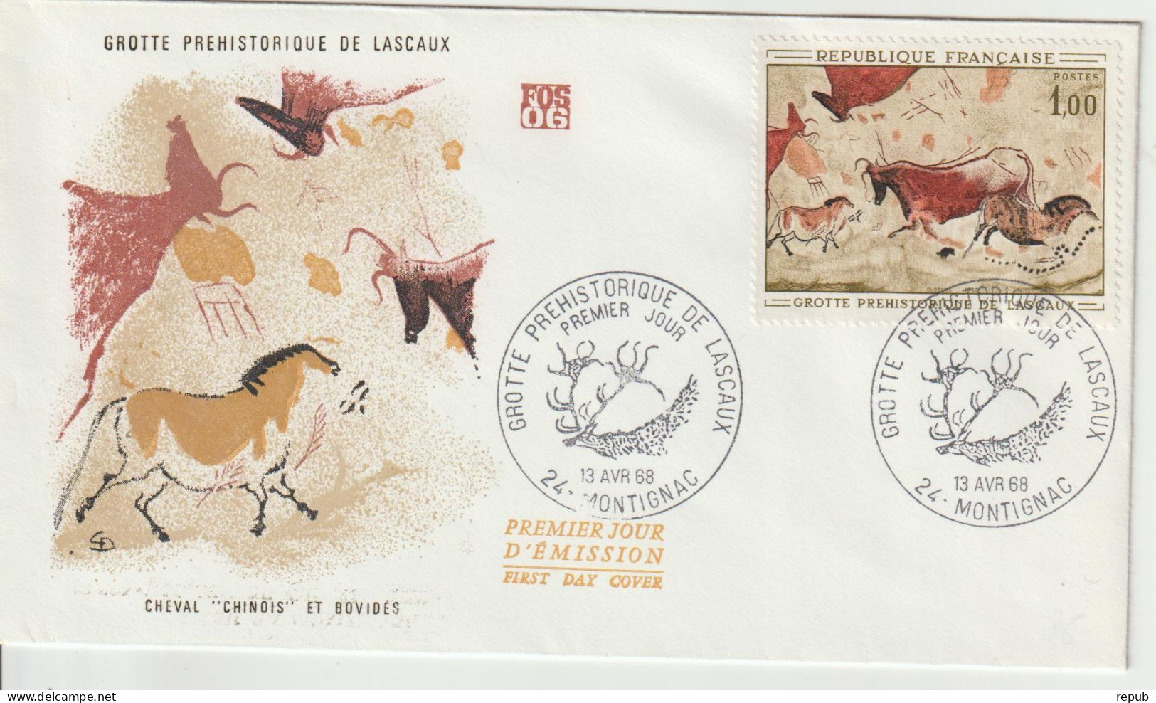 France FDC 1968 Lascaux 1555 - 1960-1969