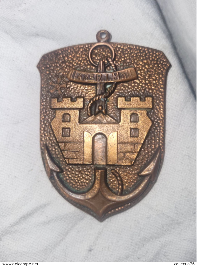 MILITARIA INSIGNE MARINE RARE INSIGNE 43E RIMA INFANTERIE DE MARINE 4.5 X 6 CM - Marine