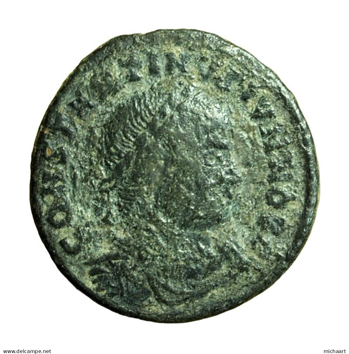 Roman Coin Constantine II Arles Follis AE18mm Bust / VOT X Wreath 04243 - L'Empire Chrétien (307 à 363)
