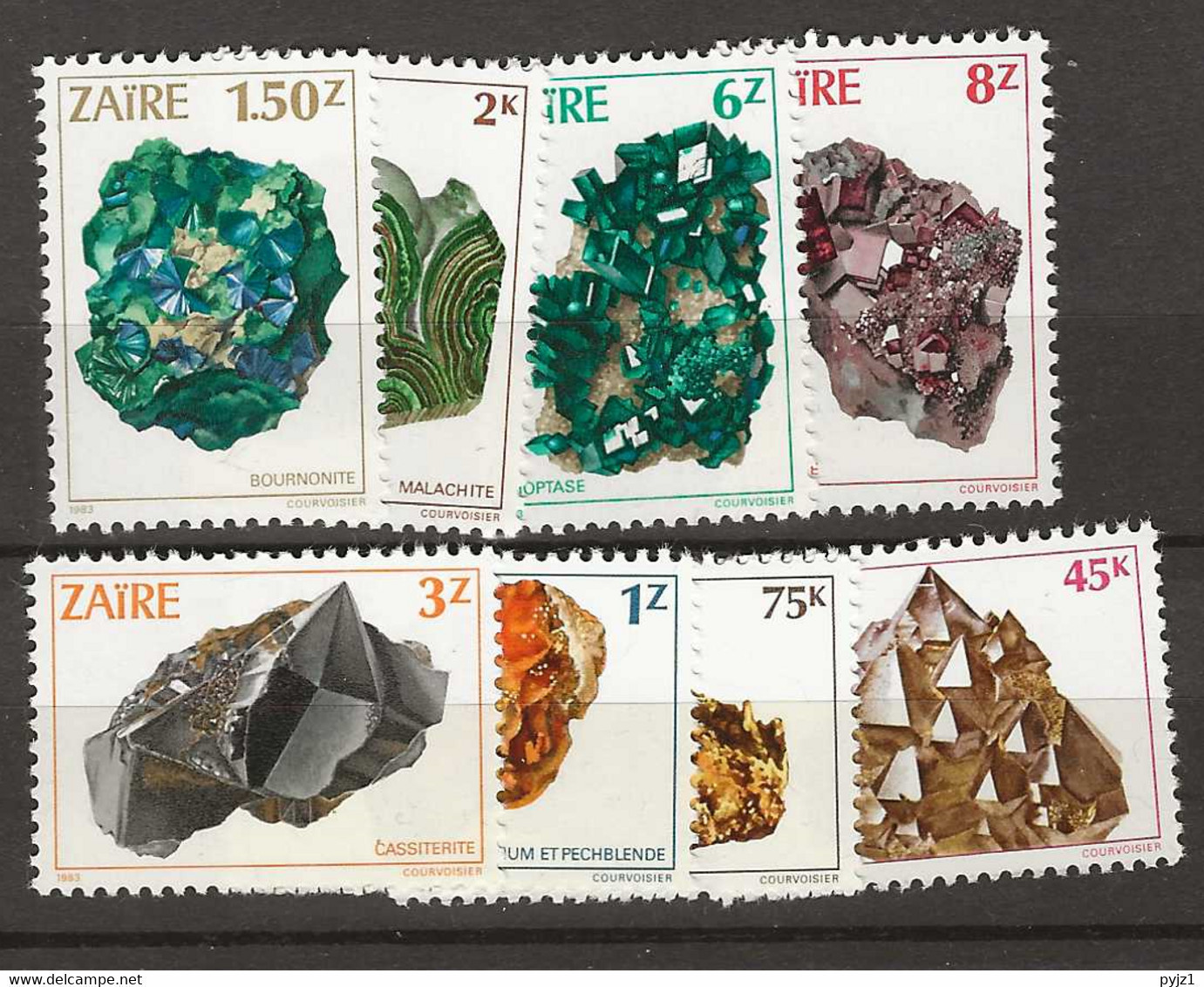 1983 MNH Zaire,  Mi 803-10 Minerals - Neufs