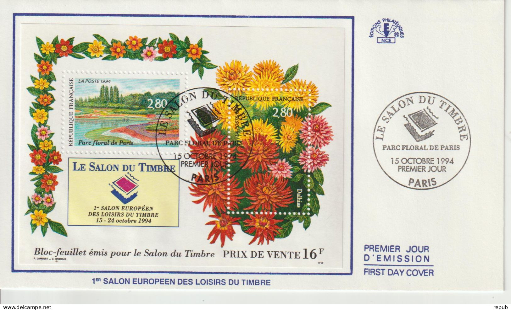 France FDC 1994 Parc Floral BF 16 - 1990-1999