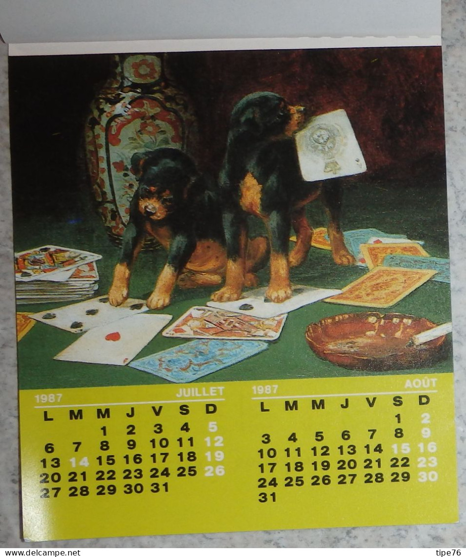 Petit Calendrier Poche 1987 Chien Chasse épagneul  Valdahon Doubs - 12 Pages - Petit Format : 1981-90