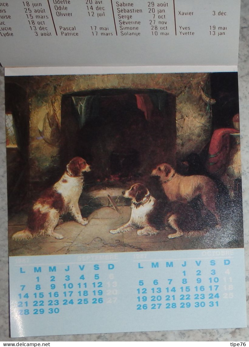 Petit Calendrier Poche 1987 Chien Chasse épagneul  Valdahon Doubs - 12 Pages - Small : 1981-90