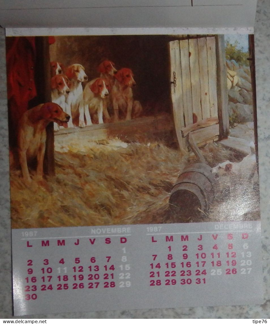 Petit Calendrier Poche 1987 Chien Chasse épagneul  Valdahon Doubs - 12 Pages - Small : 1981-90