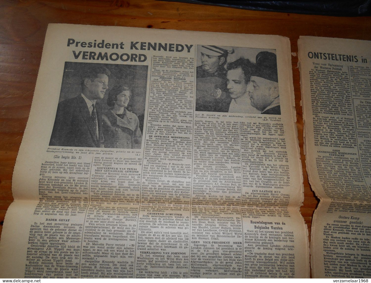 De Moord Op : PRESIDENT KENNEDY , Origenele Krantknipsels Uit : 1963 -- ( Ismo 21 ) - Geography & History