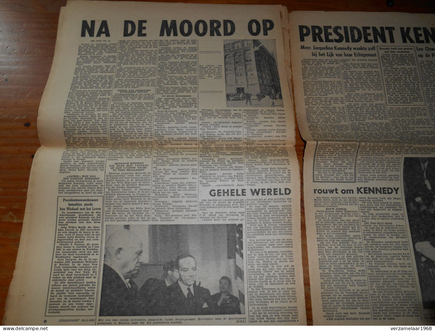 De Moord op : PRESIDENT KENNEDY , origenele krantknipsels uit : 1963 -- ( ismo 21 )