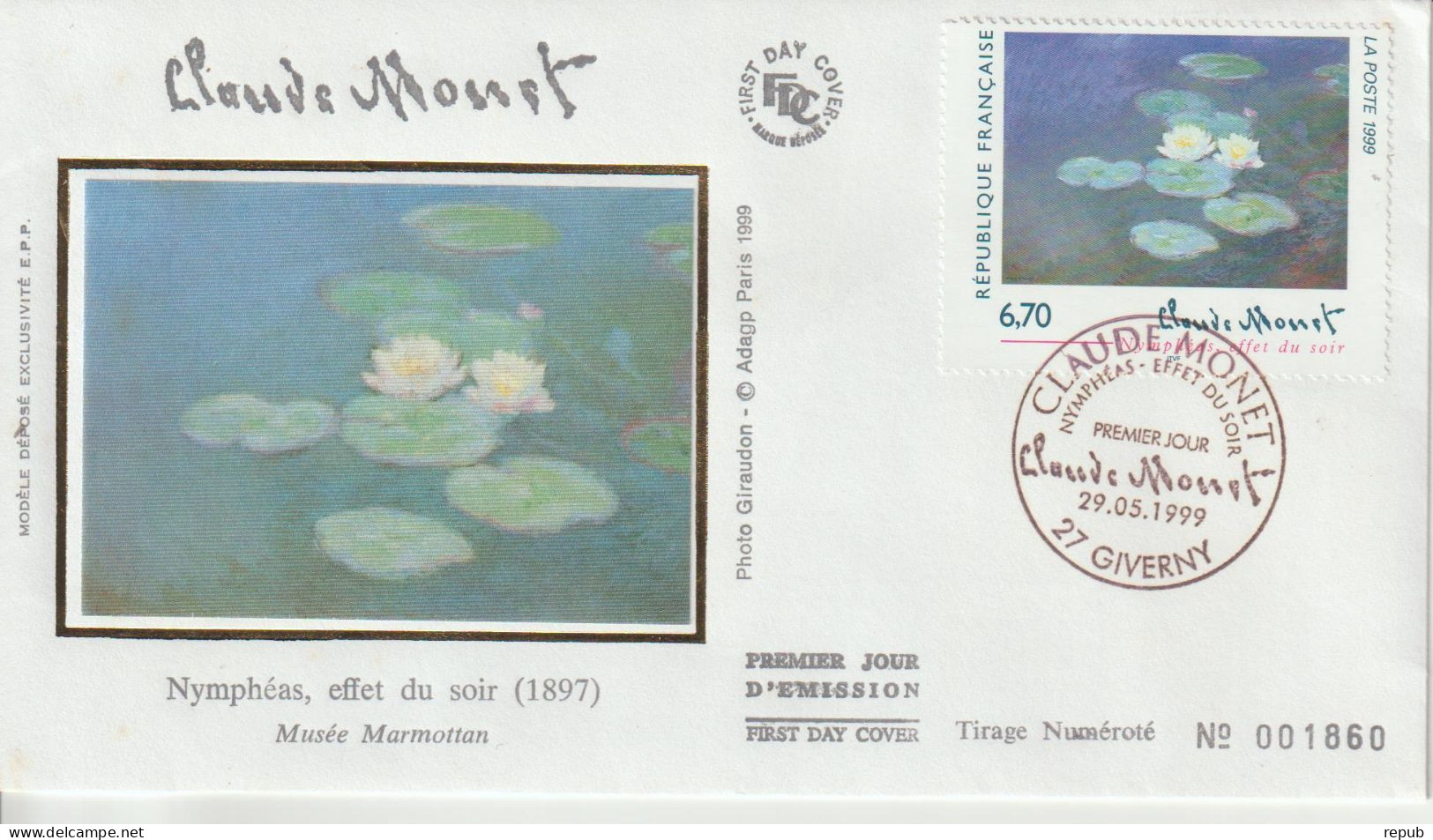 France FDC 1999 C Monet 3247 - 1990-1999