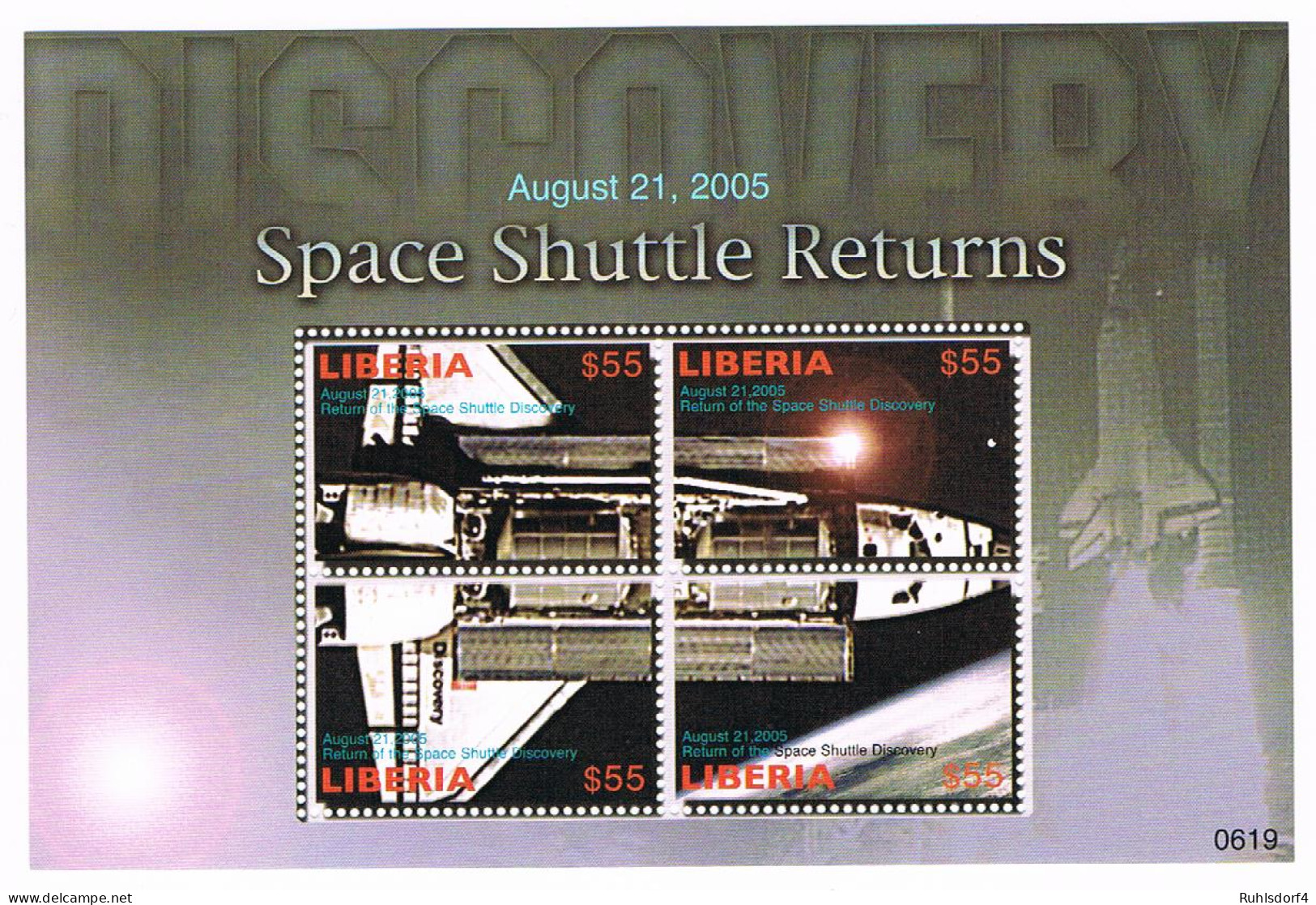 Liberia Block "Space Shuttle Returns" - Altri & Non Classificati