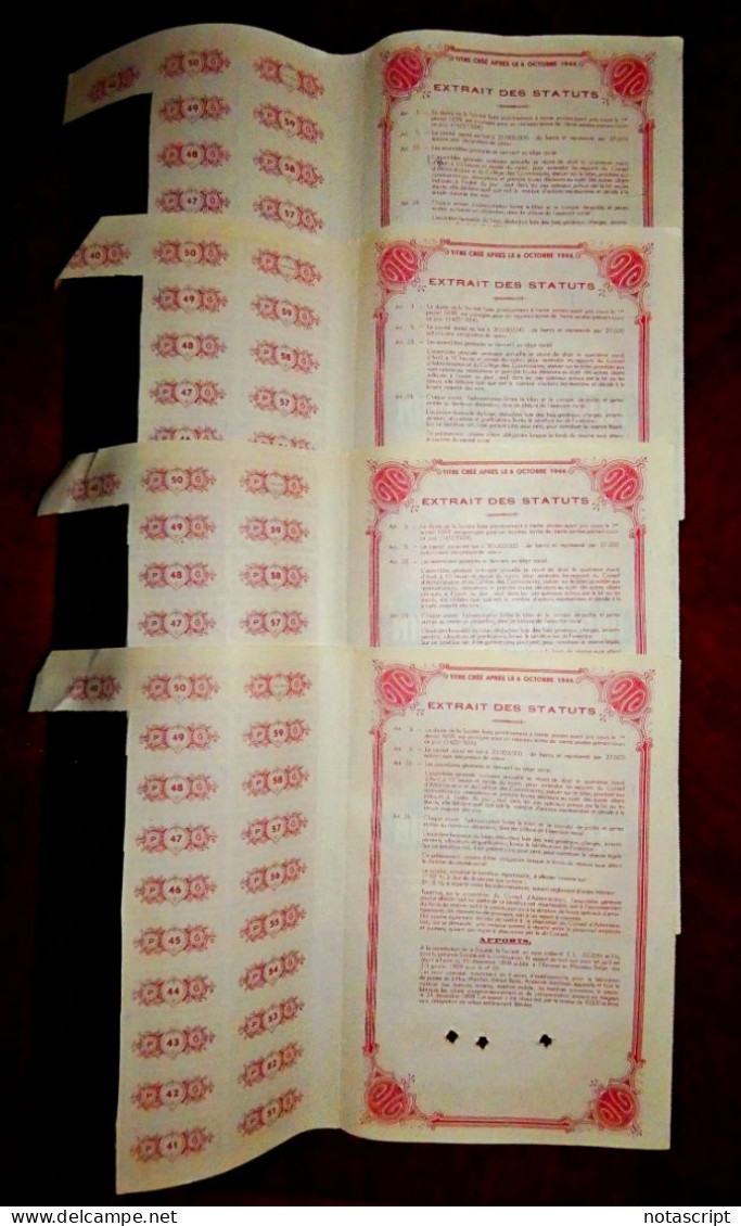 PAPETERIES GODIN ,Huy Belgium 1948, With Cancellations ,Belgium Share Certificates  X 4 - Industry