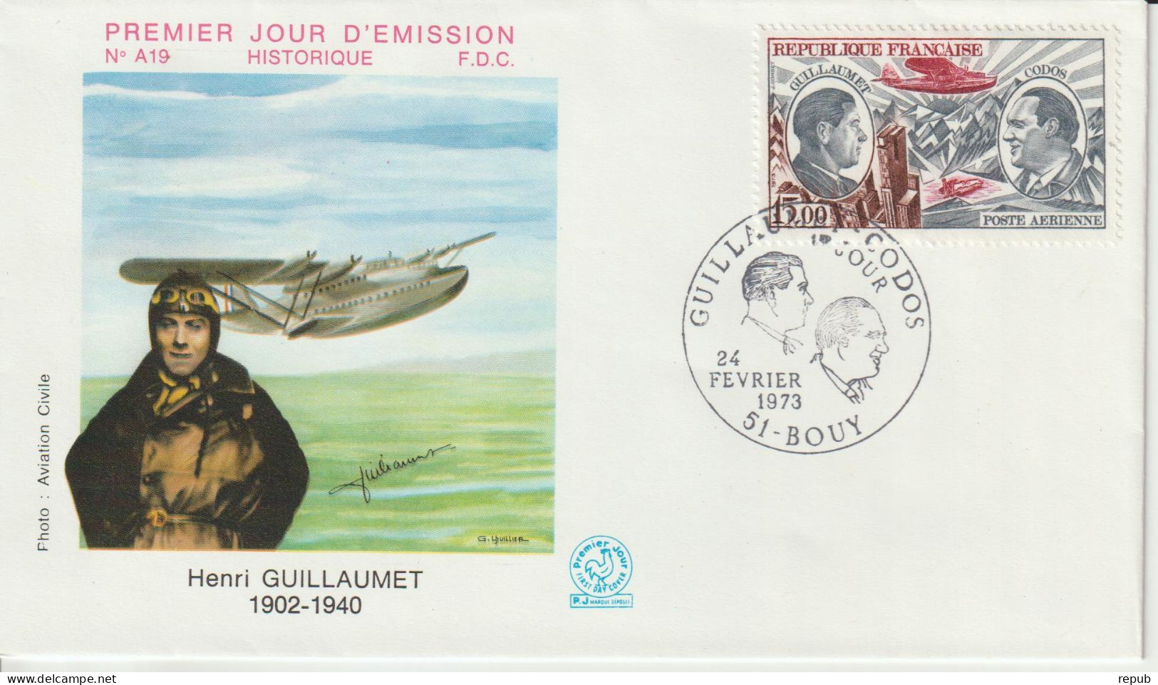 France FDC 1973 Guillaumet Et Codos PA 48 - 1970-1979