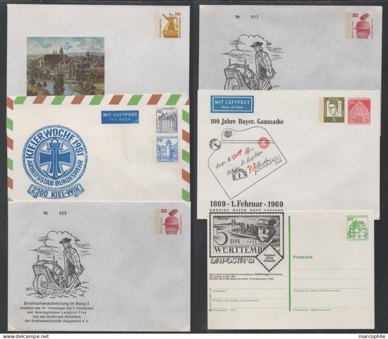 BRD - ALLEMAGNE RFA / 1969-99 - 30 PRIVATGANZSACHEN - ENTIERS POSTAUX PRIVES  / 5 BILDER (ref 3822) - Cartes Postales Privées - Neuves