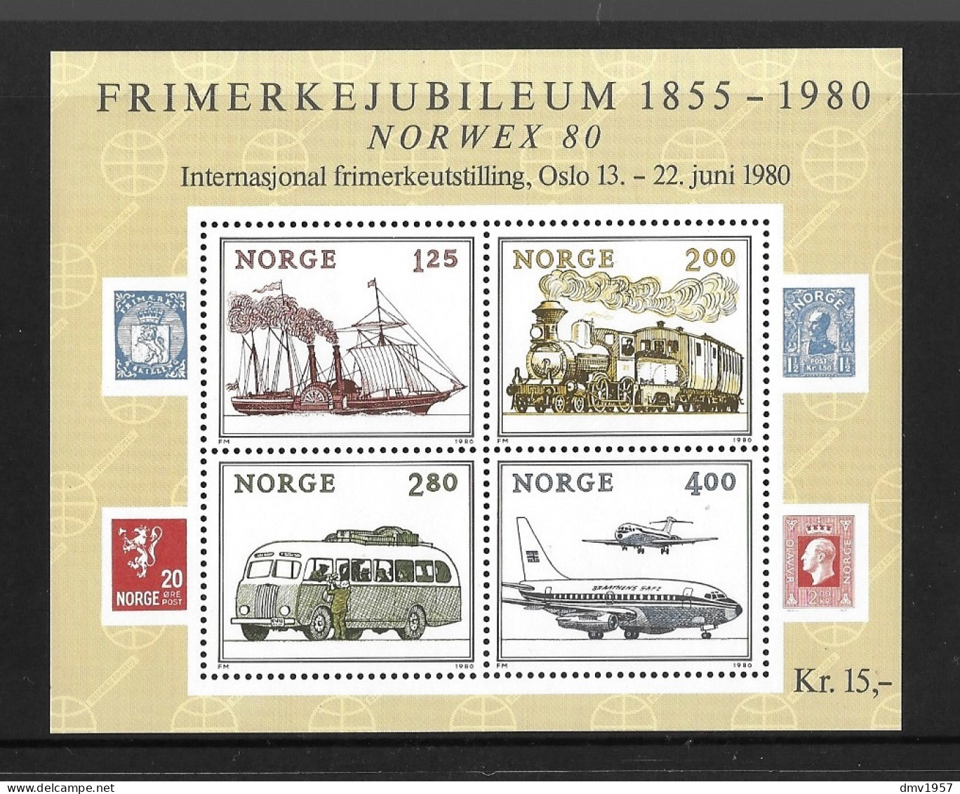 Norway 1980 MNH Norwex 80 Int'l Stamp Exh. Oslo (3rd Issue) MS 862 - Ungebraucht