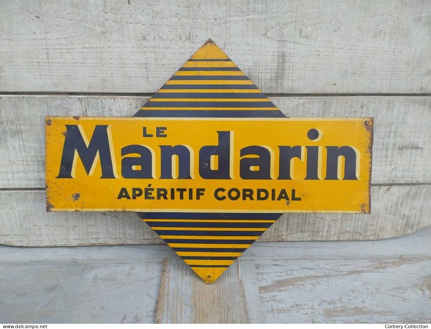 Ancienne Plaque Tôle Publicitaire Double Face Le Mandarin Apéritif Cordial - Drank & Bier