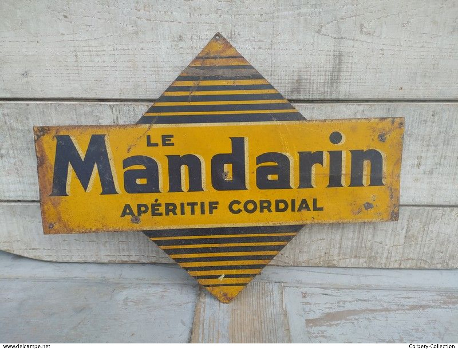 Ancienne Plaque Tôle Publicitaire Double Face Le Mandarin Apéritif Cordial - Liquor & Beer