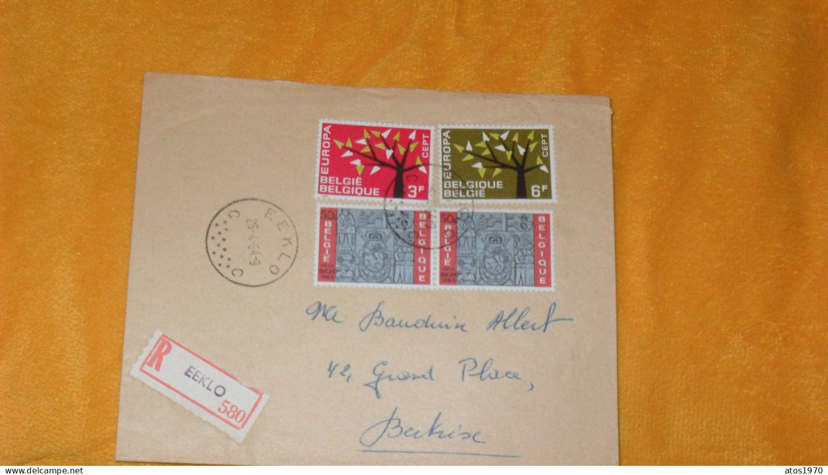 ENVELOPPE ANCIENNE DE 1964../ RECOMMANDE N°580 EEKLO..CACHETS EEKLO BELGIQUE + TIMBRES X4 - Briefe U. Dokumente