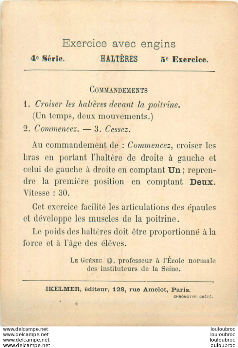 ENSEIGNEMENT DE LA GYMNASTIQUE ET DES EXERCICES MILITAIRES EXERCICE N°5  CARTE FORMAT 12X9.50CM - Gymnastique