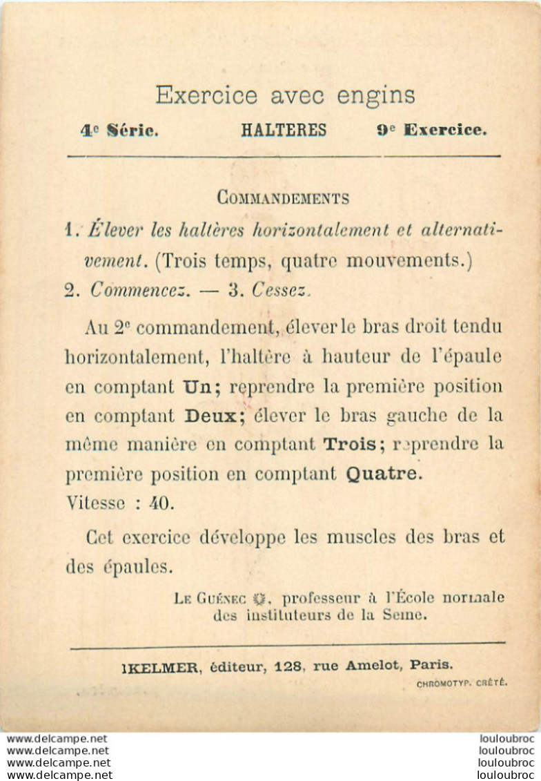 ENSEIGNEMENT DE LA GYMNASTIQUE ET DES EXERCICES MILITAIRES EXERCICE N°9  CARTE FORMAT 12X9.50CM - Gymnastiek